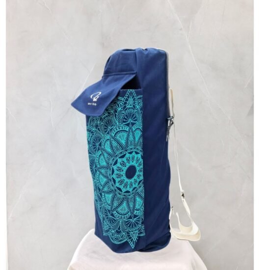 Mandala Print Navy Blue Double Block Yoga Bag