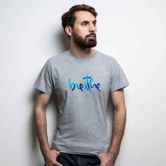 T-Shirt Breathe — in the Spirit of Thich Nhat Hanh - Grey (Unisex)