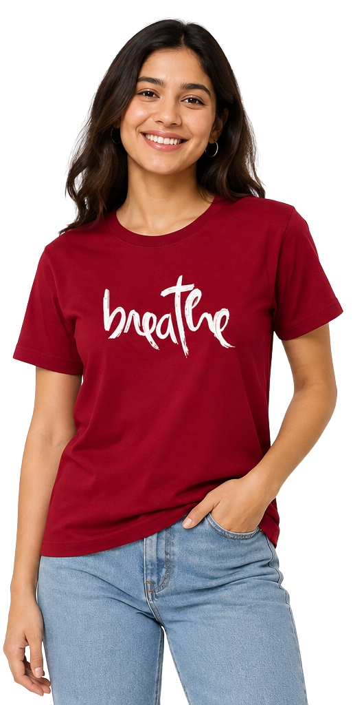 breathe maroon_model_white bg